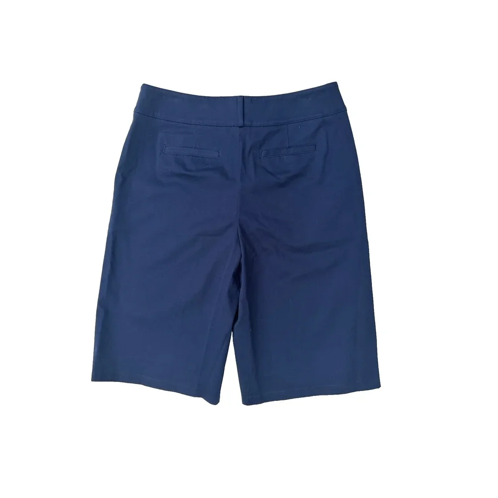 Carlisle Linda Bermuda Shorts 6 Navy-Blue Cotton Stretch Classic Casual Walking